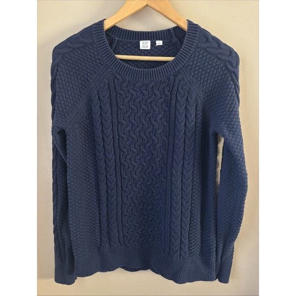 GAP Women’s Small Navy Blue Cable Knit Sweater Pullover Classic Cozy Knit - Picture 1 of 7